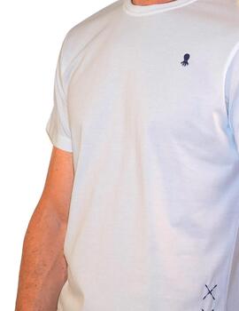 T-Shirt El Pulpo Broderie Blanc pour Homme