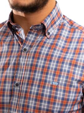 Chemise Klout Cadres Orange et Bleu pour Homme