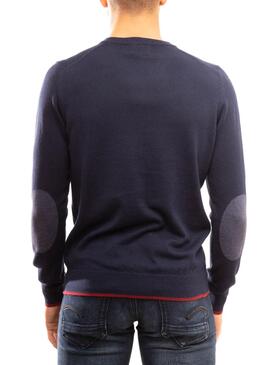 Pull Klout Col en V Bleu Marin pour Homme