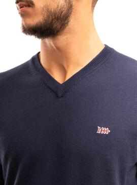 Pull Klout Col en V Bleu Marin pour Homme