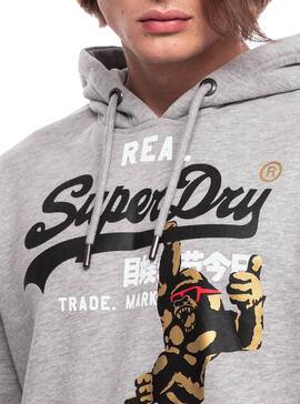 Sweat Superdry Logo vintage NYC Gris Homme