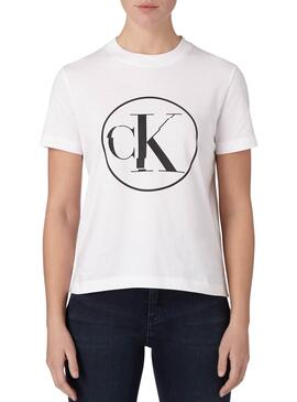 T-Shirt Calvin Klein Jeans Circle Blanc Femme