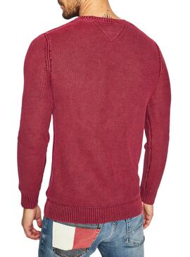 Pull Tommy Jeans Washed Rouge pour Homme