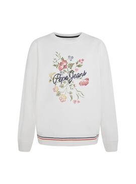 Sweat Pepe Jeans Noe Blanc pour Fille