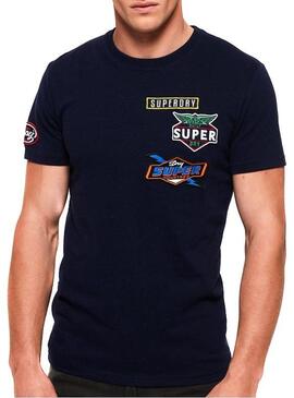 T-Shirt Patch Superdry Marin Pour Homme