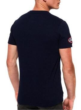 T-Shirt Patch Superdry Marin Pour Homme