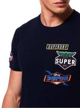 T-Shirt Patch Superdry Marin Pour Homme