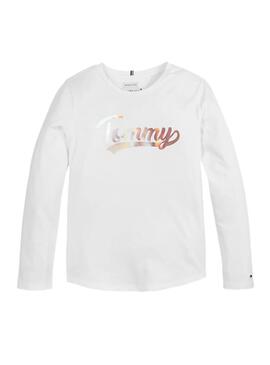 T-Shirt Tommy Hilfiger Scrip Foil Blanc Fille