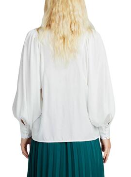 Blouse Naf Naf Manches Bouffantes Blanc pour Femme