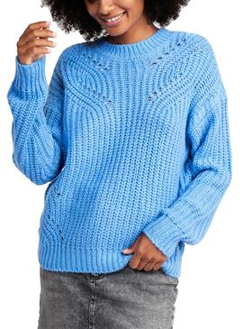 Pull Naf Naf Decoupe Bleu pour Femme