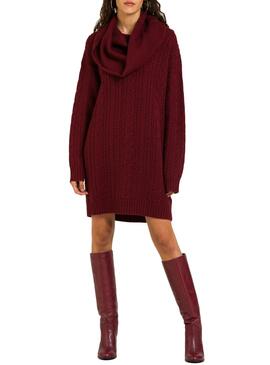 Robe Naf Naf Knitted Tressé Bordeaux Femme