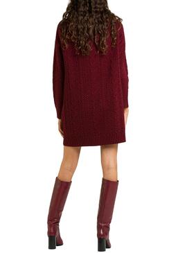 Robe Naf Naf Knitted Tressé Bordeaux Femme