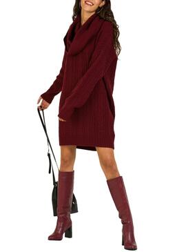 Robe Naf Naf Knitted Tressé Bordeaux Femme