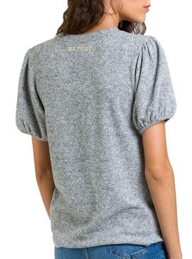 T-Shirt Naf Naf Manga Gris pour Femme