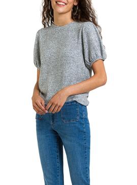 T-Shirt Naf Naf Manga Gris pour Femme