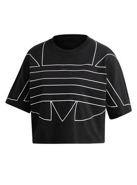 T-Shirt Adidas Big Trefoil Crop Noire pour Femme