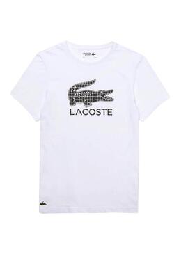 T-Shirt Lacoste Geometric Blanc pour Homme