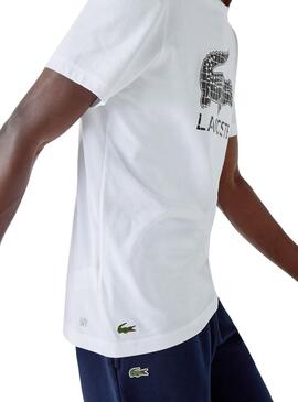 T-Shirt Lacoste Geometric Blanc pour Homme