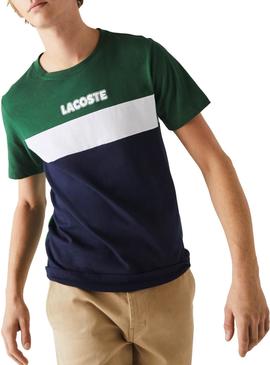 T-Shirt Lacoste Couleur Block Vert pour Homme