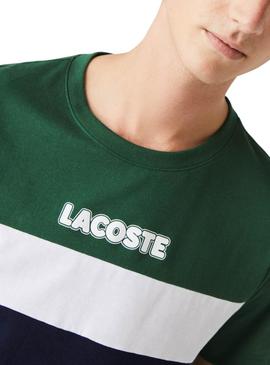 T-Shirt Lacoste Couleur Block Vert pour Homme