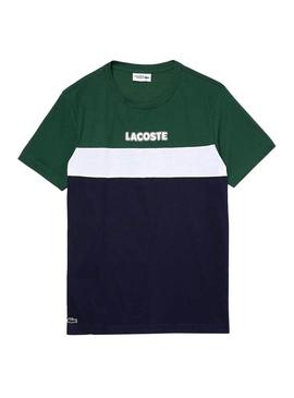 T-Shirt Lacoste Couleur Block Vert pour Homme