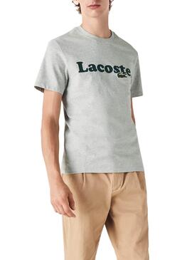 T-Shirt Lacoste Italic Gris pour Homme