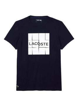 T-Shirt Lacoste Geometric Bleu marine pour Homme