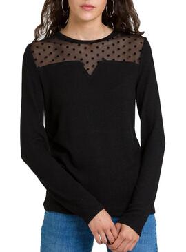 T-Shirt Naf Naf Plumetis Noire pour Femme
