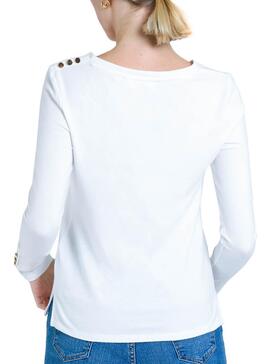 T-Shirt Naf Naf VNeck Blanc pour Femme