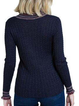 Pull Naf Naf Lurex Bleu Bleu marine pour Femme