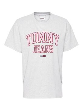 T-Shirt Tommy Jeans Collegiate Gris pour Femme