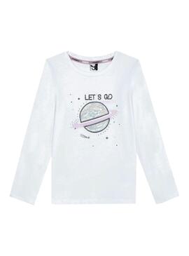 T-Shirt 3 Pommes Let´s Go Blanc pour Fille
