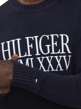 Pull Tommy Hilfiger Embroidery Bleu marine Homme