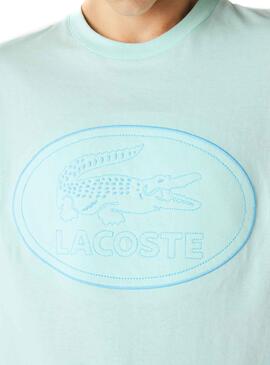 T-Shirt Lacoste Broderie Bleu pour Homme