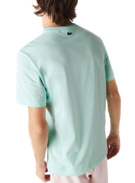 T-Shirt Lacoste Broderie Bleu pour Homme