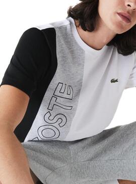 T-Shirt Lacoste Couleur Block Blanc pour Homme