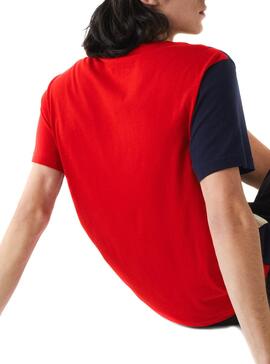 T-Shirt Lacoste Couleur Block Rouge pour Homme