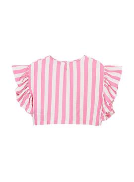 Blouse Mayoral Rayures Volants Rose pour Fille