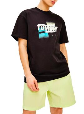 T-Shirt Tommy Jeans Faded Graphic Noire Homme