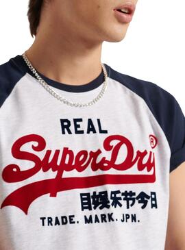 T-Shirt Superdry Duo Raglan Blanc pour Homme