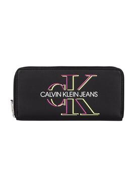 Portefeuille Calvin Klein Zip Around Noir pour Femme