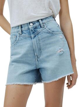 Short Pepe Jeans Rachel Bleu Claro pour Femme