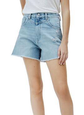 Short Pepe Jeans Rachel Bleu Claro pour Femme