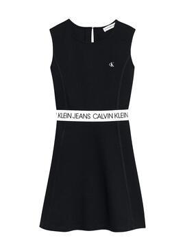 Robe Logo Calvin Klein Tape Noire pour Fille