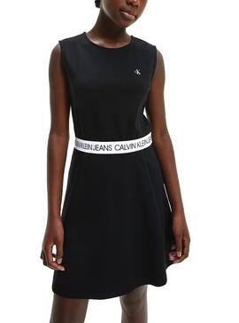 Robe Logo Calvin Klein Tape Noire pour Fille