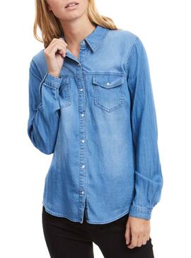 Chemise Vila Vibista Denim Blue Femme