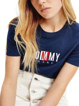 T-Shirt Tommy Jeans Timeless Bleu marine Femme