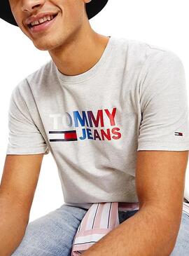 T-Shirt Tommy Jeans Color Corp Gris pour Homme