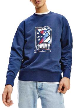 Sweat Tommy Jeans Basketball Bleu pour Homme