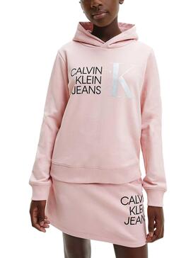 Sweat Logo hybride Calvin Klein Rosa pour Fille